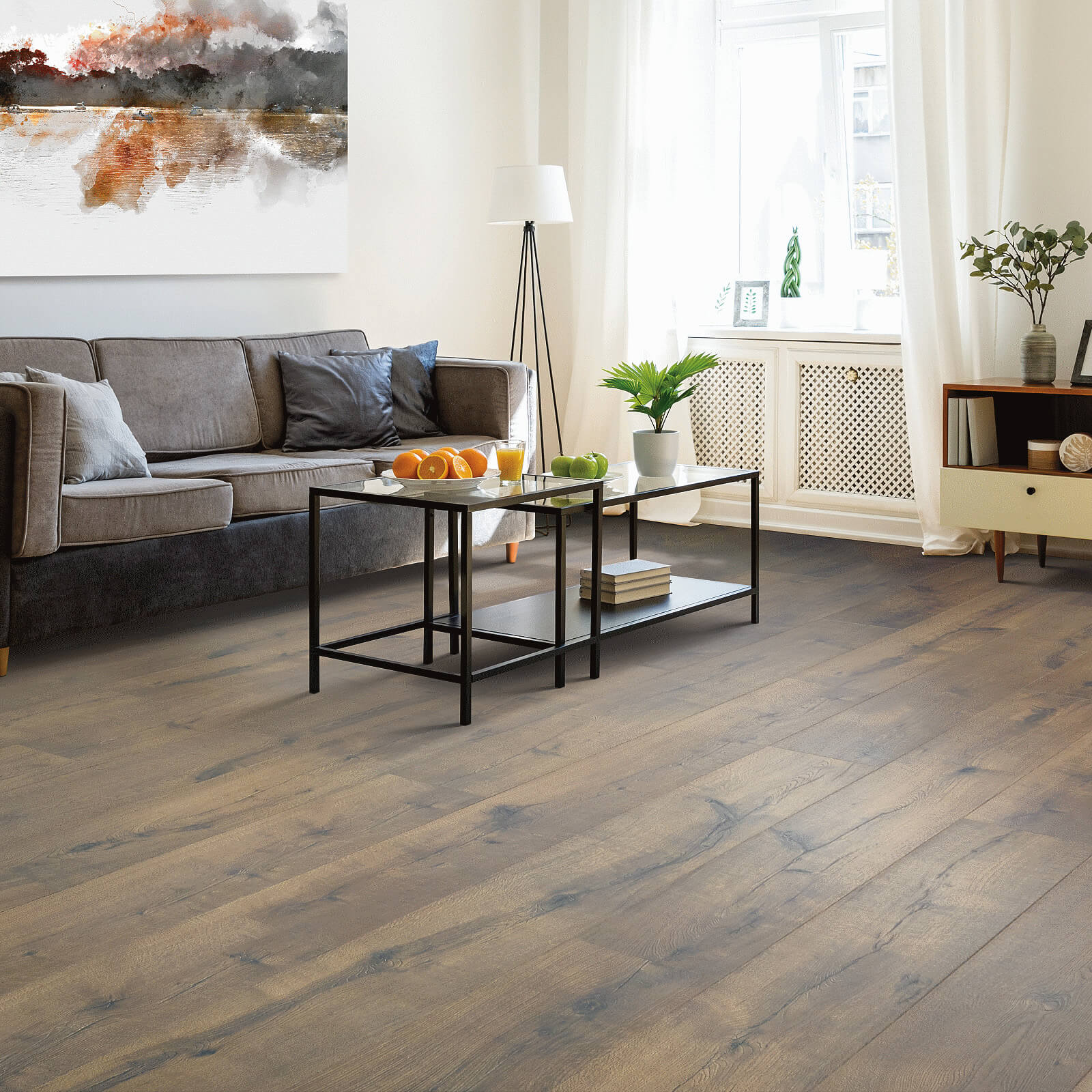 Wood laminate in living room | Western States Flooring